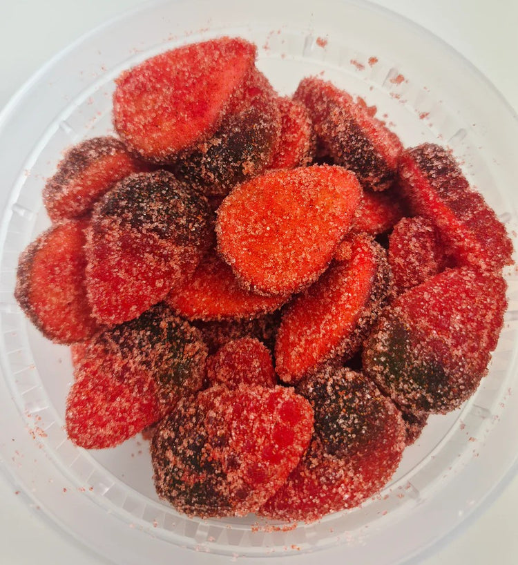 Strawberry gummies enchilados