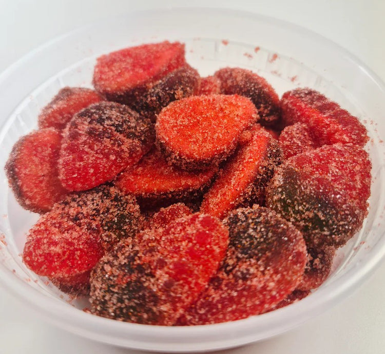 Strawberry gummies enchilados