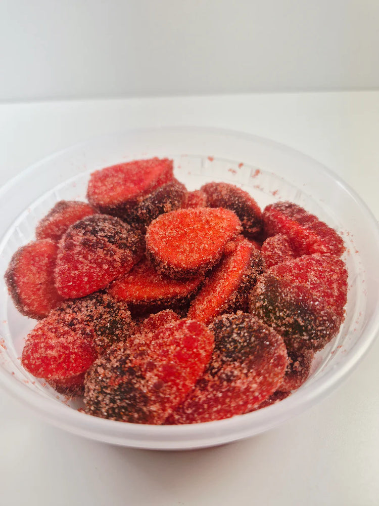 Strawberry gummies enchilados
